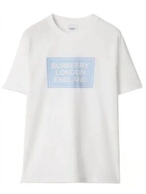 Burberry London England Logo T-Shirt White Blue Size XXS